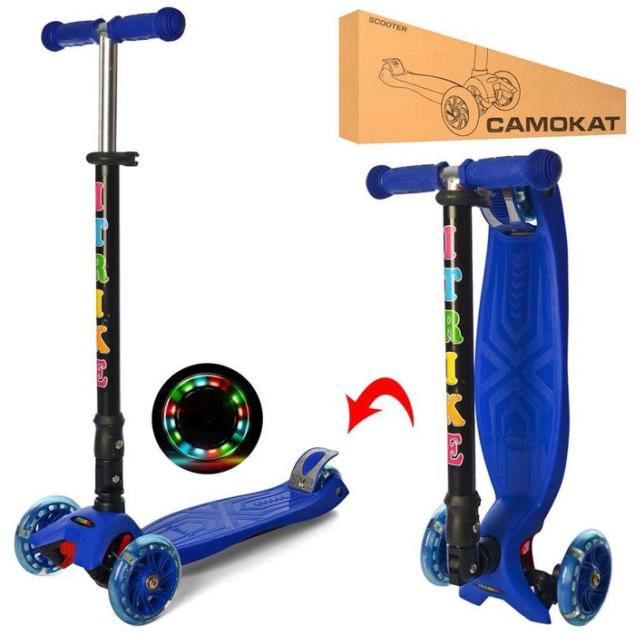 Дитячий триколісний самокат iTrike 3-003 MAXI підсвітка коліс до 50 кг