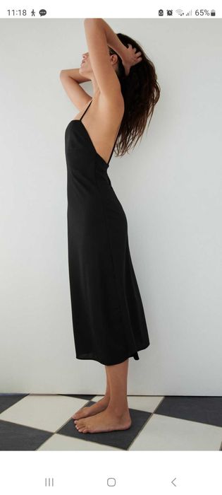 Nowa czarna sukienka bez pleców na ramiączka ZARA 36 S