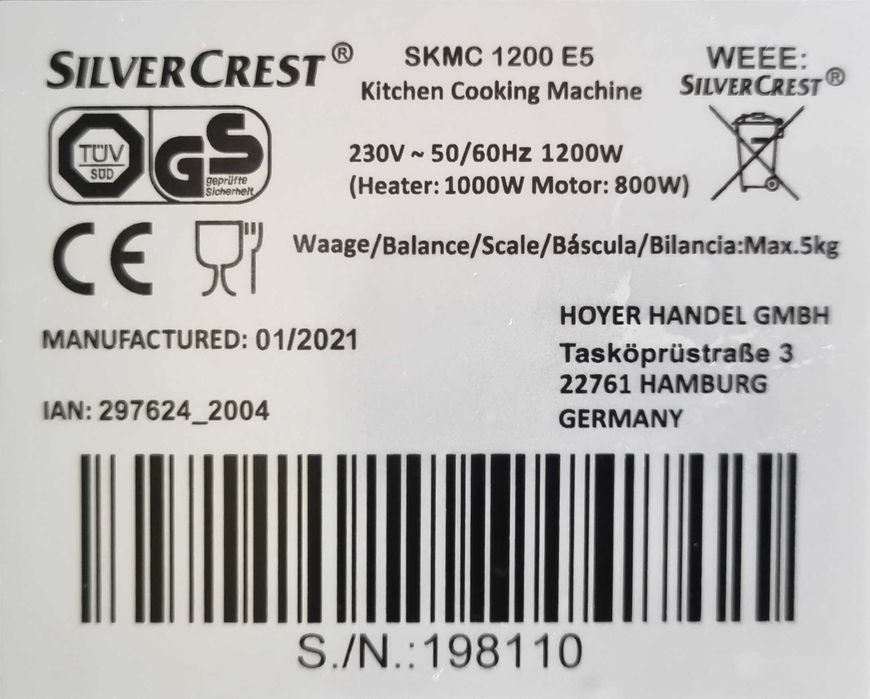 Lidlomix Monsieur Cuisine Connect (SKMC 1200 E5)