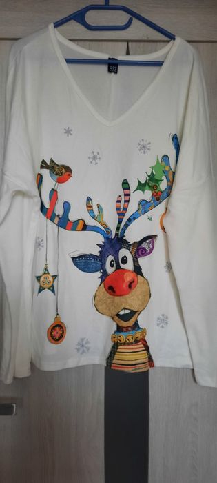 Biała bluzka,z renifetkiem