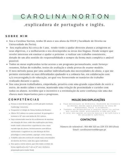 Explicações de Português e Inglês do 1º até ao 12º ano