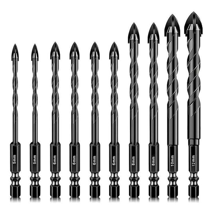 zestaw uniwersalnych wierteł do kamienia szkła płytek 10 SZT 5-12MM