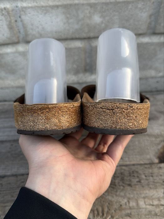 Brązowe, skórzane klapki sandały Birkenstock Madrid, rozmiar 43