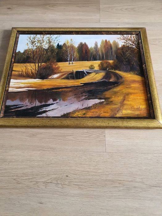 Obraz malowany w drewnianej ramie