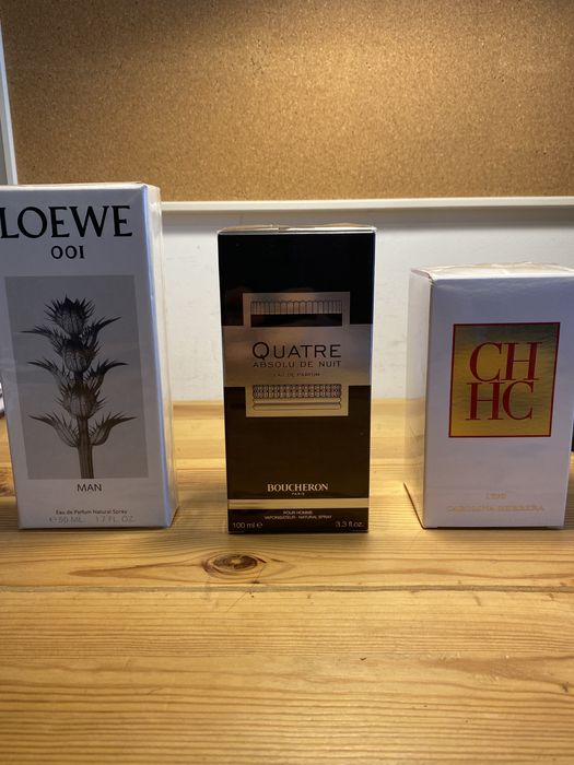 Perfume Loewe 001 Man, Boucheron Quatre Absolu de Nuit, CH L'EAU EDT