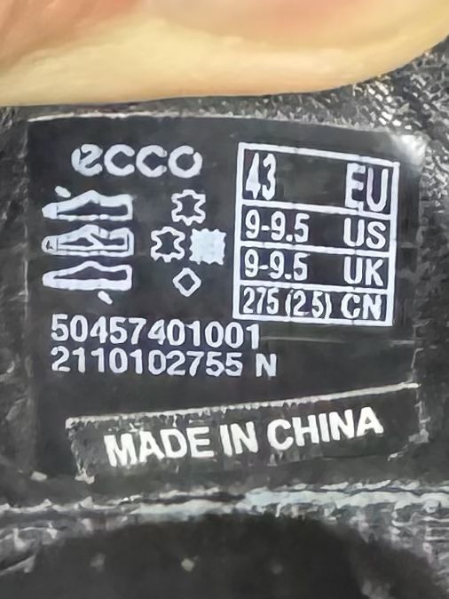 Ecco gore-tex кроссовки полуботинки 43 размер кожаные черные