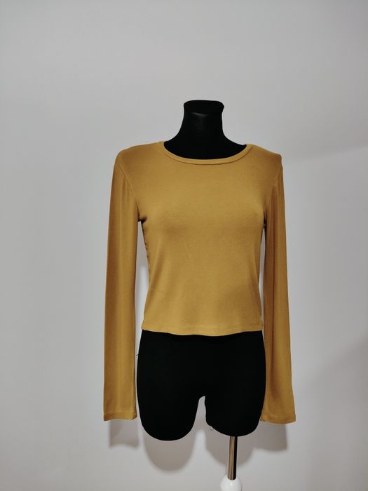 Musztardowa bluzka top długi rękaw firmy Zara używany rozmiar M/38