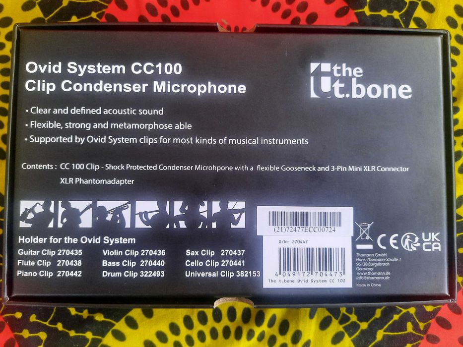 Microfone Clip Condensador the T.Bone CC100 Ovid System