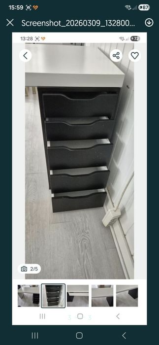 Modulo de 5 gavetas Ikea preto em bom estado .