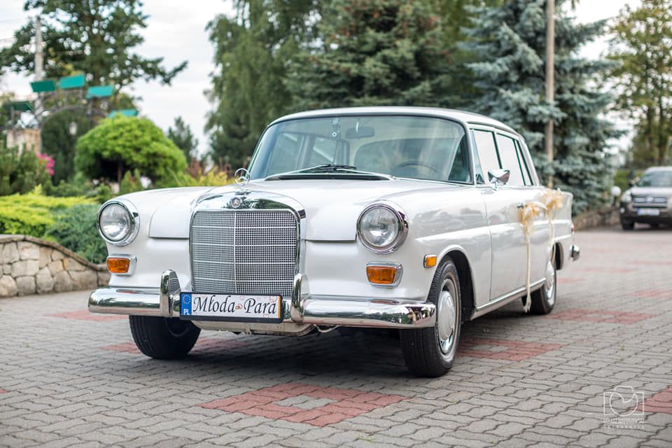 Auto do ślubu / samochód do ślubu Mercedes W110 biały skrzydlak retro