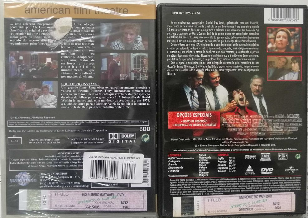 Equilibrio instavel Katharine Hepburn Em nome do pai Daniel Day Lewis
