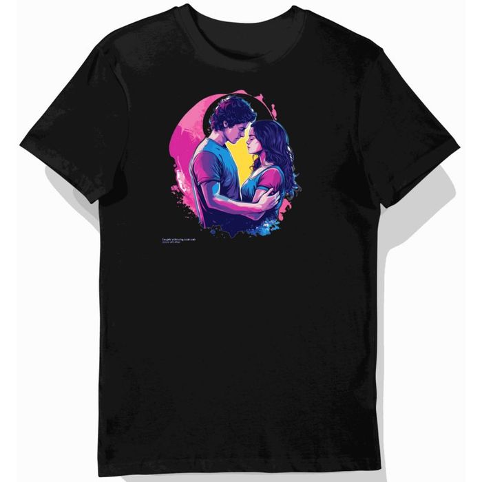 Koszulka męska czarna z motywem romantycznym w stylu electric dreamscape 2XL