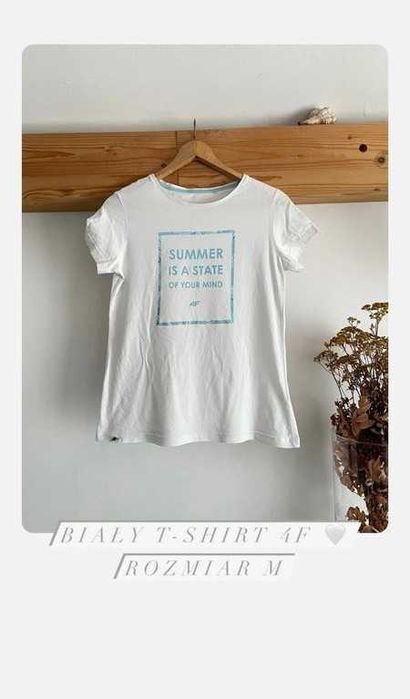 T-shirt koszulka damska logo firmowa 4F basic bawełniana biała M/38
