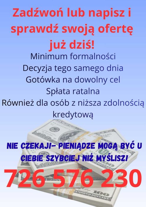 Pożyczka od zaraz, z Bik i komornikiem, wysoka przyznawalność- Krzeszowice, Chrzanów, Olkusz, Jaworzno i okolice