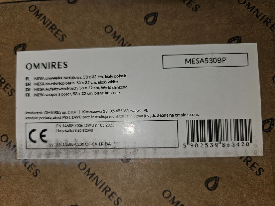 Umywalka Omnires Mesa 53x32 MESA530BP