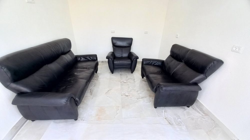 Продається диван, або комплект натуральна шкіра, механічний реклайнер