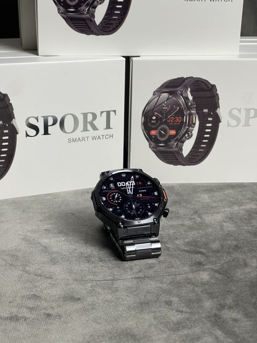 ‼️Смарт-годинник‼️ HARDY AK82 Black AMOLED | військовий тактичний smartwatch з ліхтариком, пульс, SpO2, Bluetooth, Android/iOS