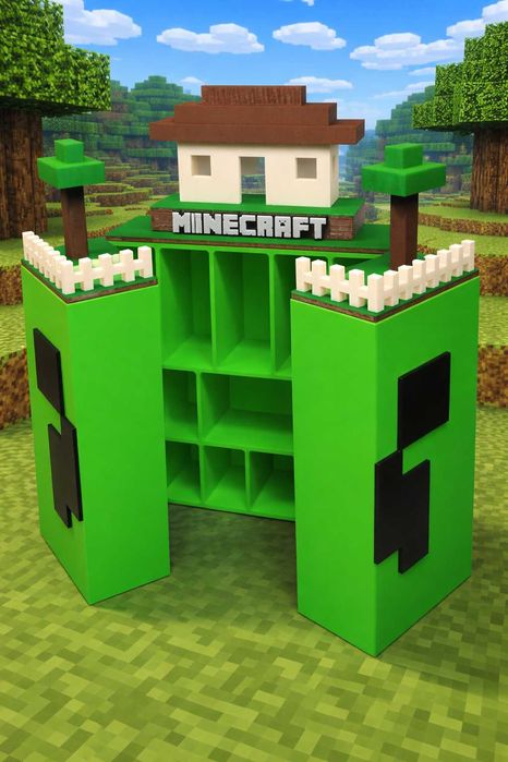 ПРЕМІУМ ‼️ Поличка будиночок для фігурок Minecraft Підставка для майнкрафт Стенд органайзер Маінкрафт