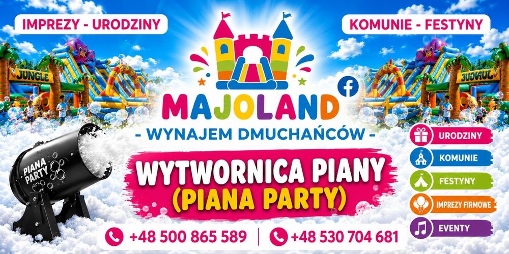 Zjeżdżalnie dmuchane na wynajem dmuchańce piana party