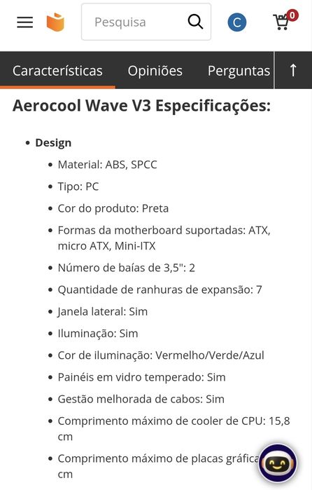 Aerocool Wave V3 Vidro Temperado USB 3.0