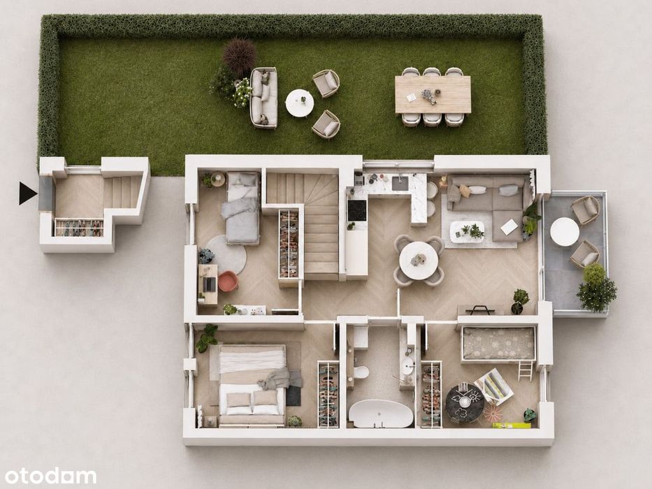 4 pokoje z ogrodem, balkonem | 66,58 m² + strych i miejsce postojowe