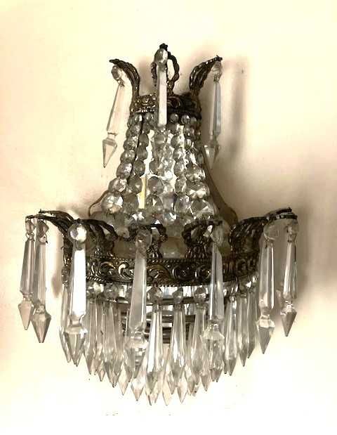 Lustre de cristais + 4 apliques