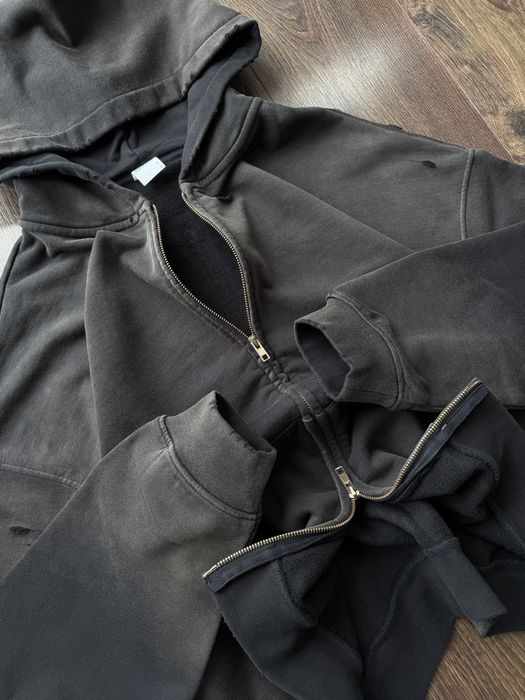 Зіп Худі Boxy Fit Oversize Distressed Худи Оверсайз Широке YZY GAP Y2K ERD Washed Потерте Дістрес Baggy Чорне Вошед з Дирками Варене Кофта на замку