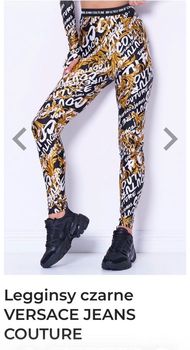 Versace Jeans Couture Legginsy S Slim Fit Czarne Złote Wzory