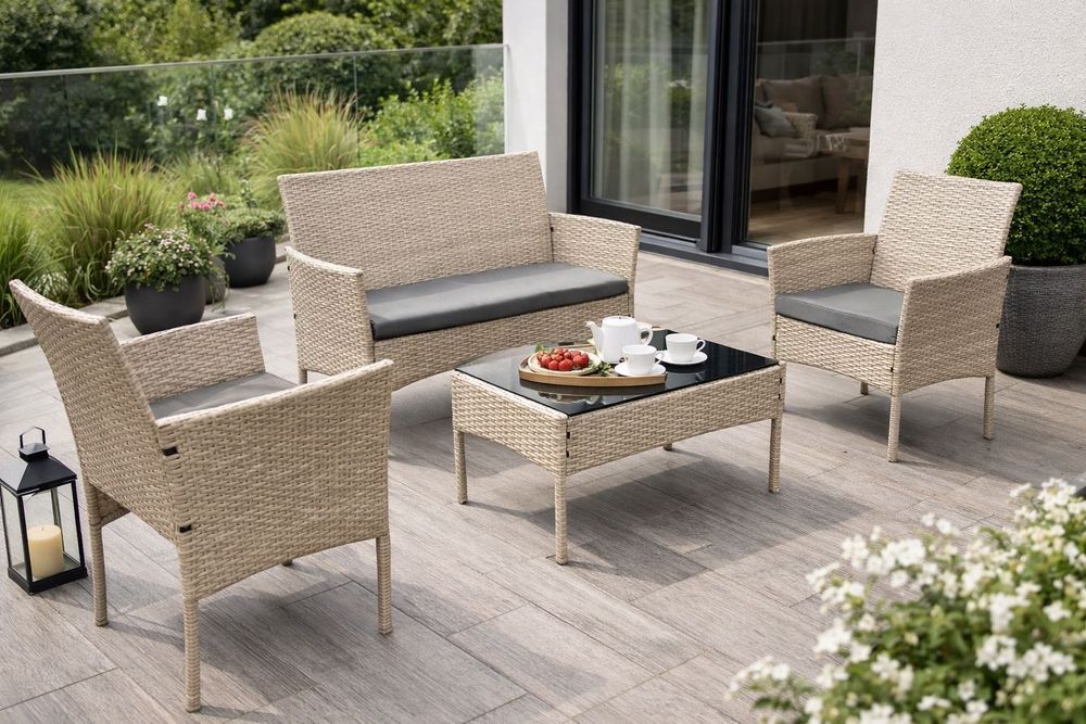 ZESTAW MEBLI Ogrodowych Technoratan  JASNY BRĄZ