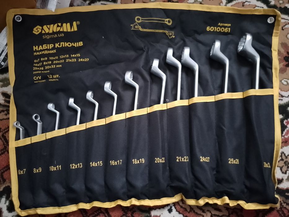 Ключі накидні 12 шт 6-32мм CrV satine (ткат. чохол) SIGMA