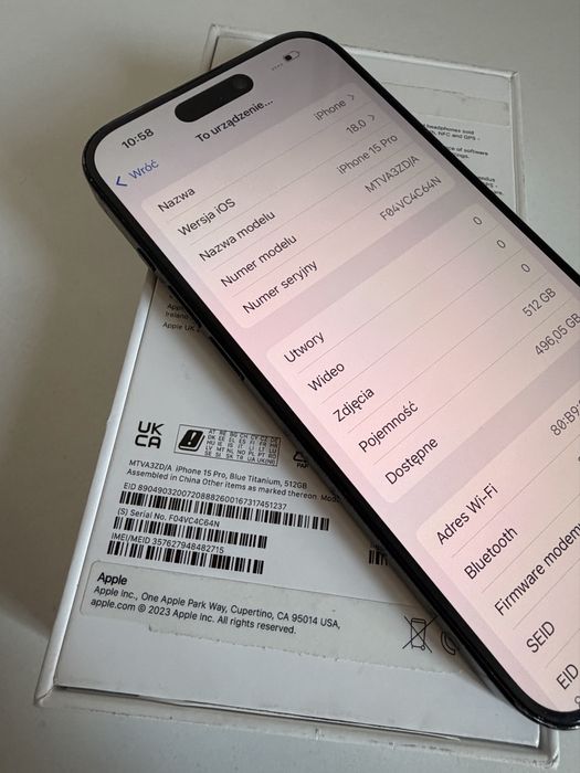iPhone 15 Pro 512gb Titanium Blue IOS 18 Bateria 98%