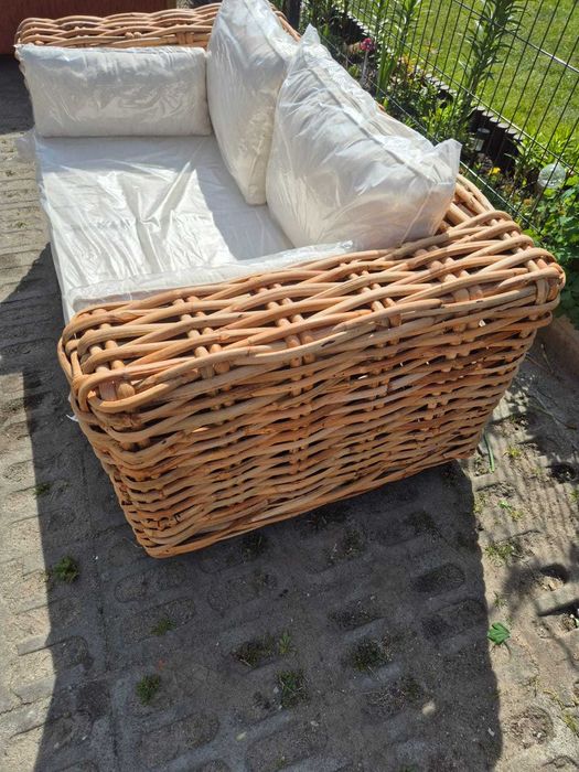 Kanapa Sofa rattanowa naturalna rattan GRUBY OPLOT NOWA ogrodowa