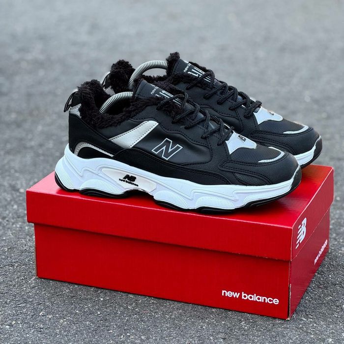 Чоловічі зимні кросівкі New Balance, теплі, стильні, замшеві, з хутром