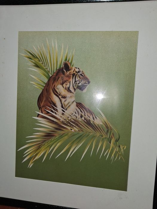 Quadro tigre serigrafia com moldura grande