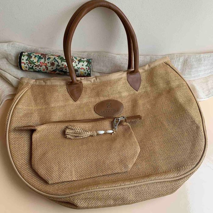 Цікава сумка з соломки і шкіри