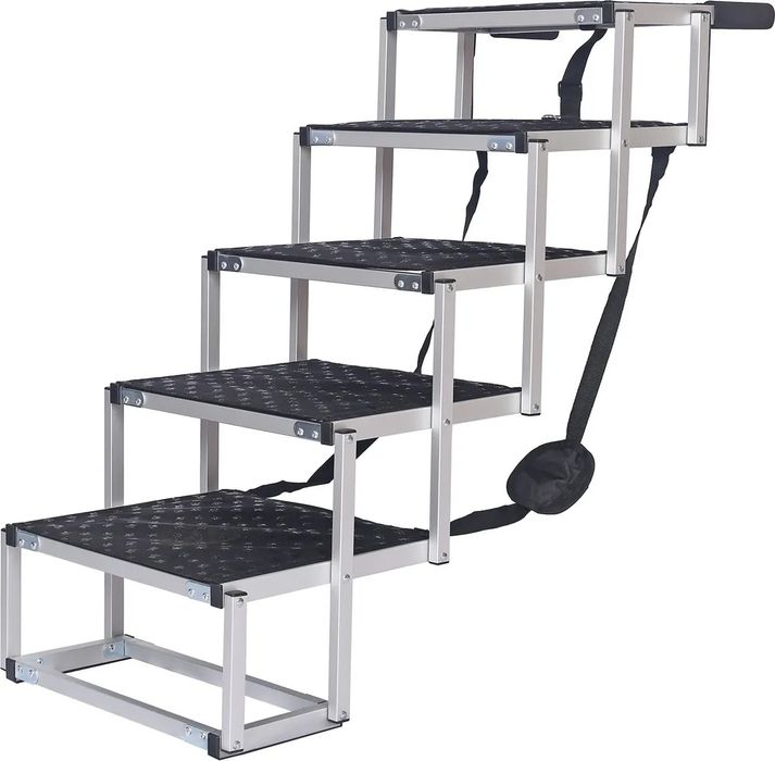 Schody aluminiowe składane dla zwierząt solidne 5 stopni do 70 kg
