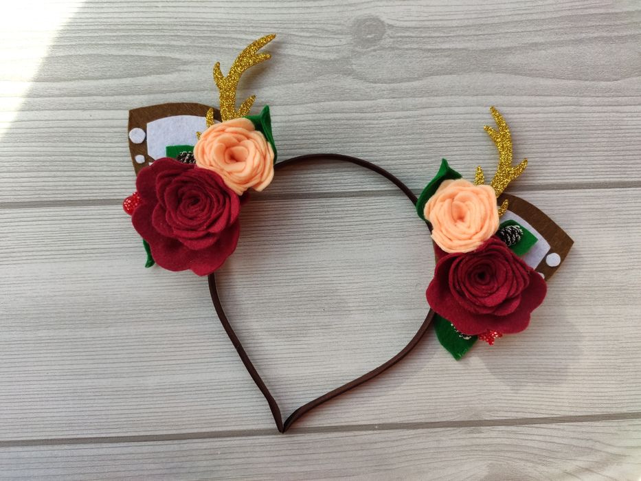 Новорічний обруч з ріжками оленя різдвяний обруч для волосся прикраса
