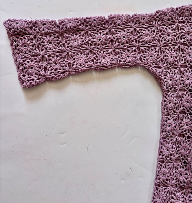 NOWA włoską sukienkę szydełkową kolor WRZOSOWY FIOLETOWY  S M