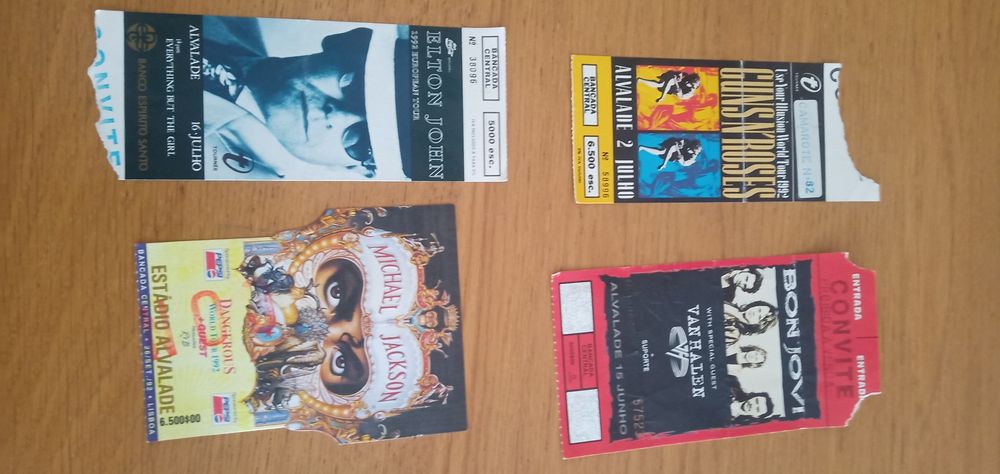 Bilhetes concertos dos anos 90