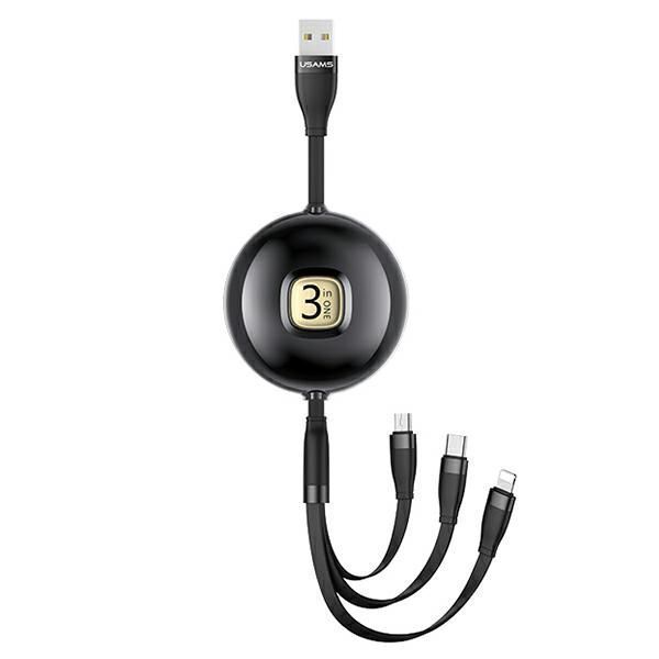 USAMS Kabel U69 3w1 1m czarny/black(lightning/microUSB/USB-C)