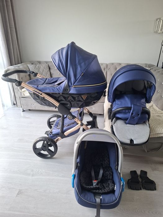 Wózek 3w1 4w1 junama diamond fluo v2 niebieski wysyłka ekoskora