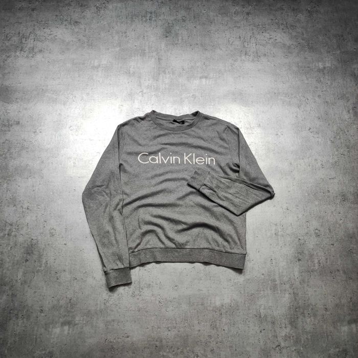 MĘSKA Bluza PREMIUM Szara Bawełna Elegancka Duże Logo Calvin Klein
