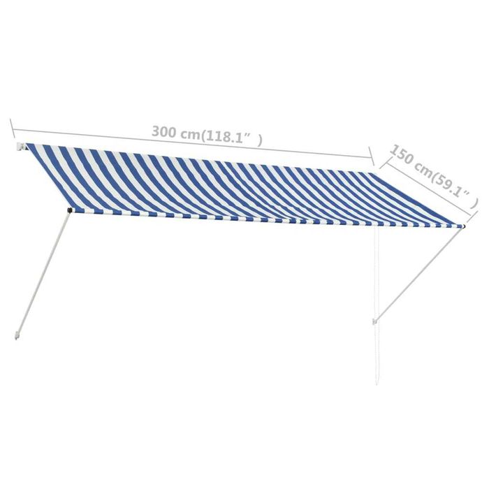 Toldo retrátil 300x150cm azul e branco vidaXL - Novo - Lacrado de fábrica