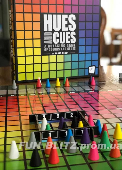 Настільна гра Hues and Cues / вгадування кольорів УЦІНКА (пом'ят короб
