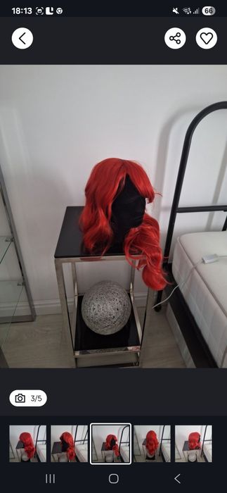Peruka nowa cosplay długa czerwona lub niebieska