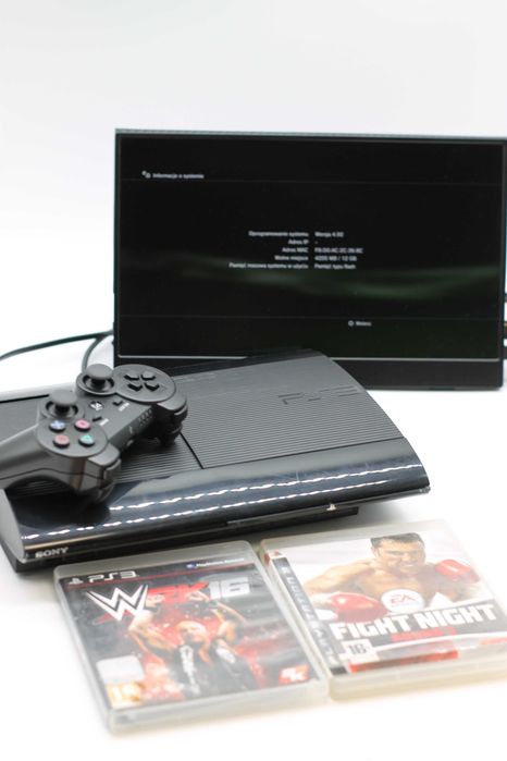 Konsola PlayStation 3 Super Slim 12GB | Pad Zamiennik | WWE 2K16, Fight Night Round 3