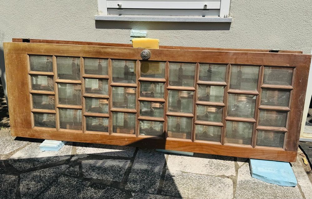 Portas madeira maciça e vidro bizelado