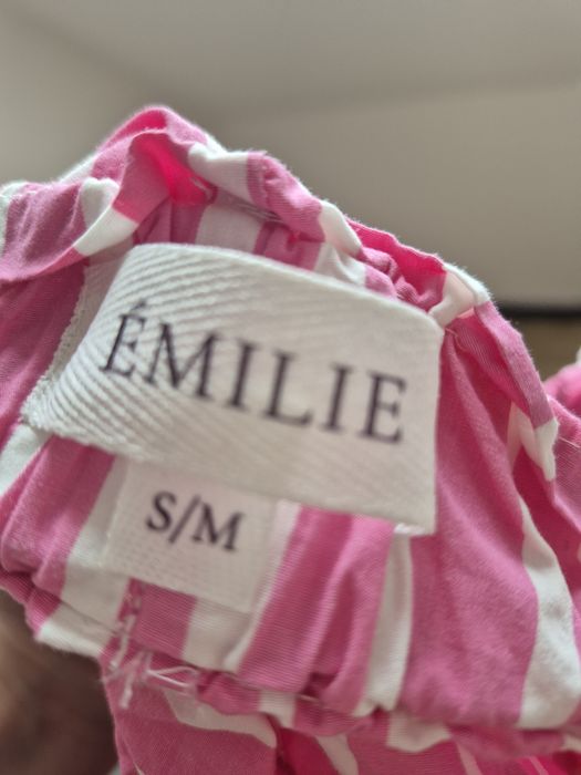 Emilie Atelier komplet bawełniany Faro koszula spodenki paski różowy S/M