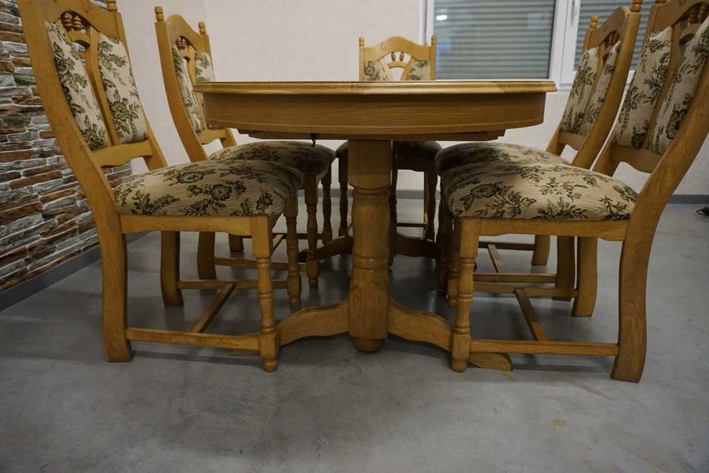 Stół Dębowy Rozkładany szer. 220 cm (2 wstawki) 8 krzeseł -25% (l-162)