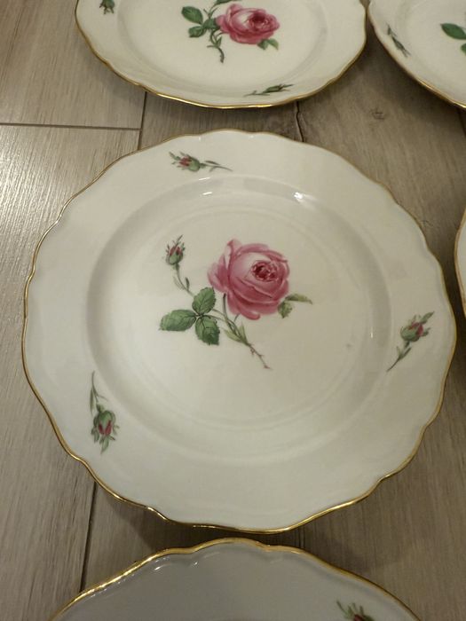 Miśnia Talerze deserowe czerwona róża